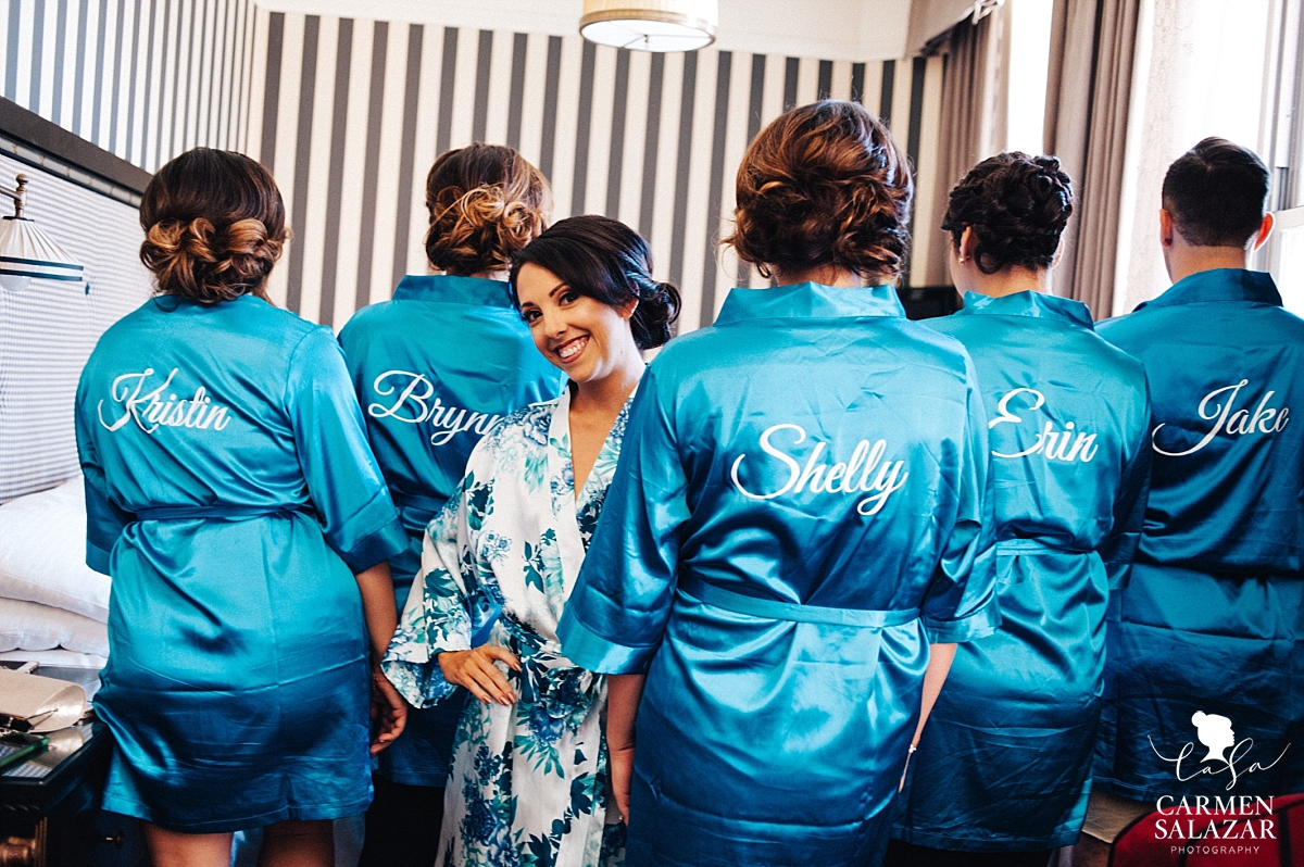 Cute colorful bridesmaid robes with names - Carmen Salazar