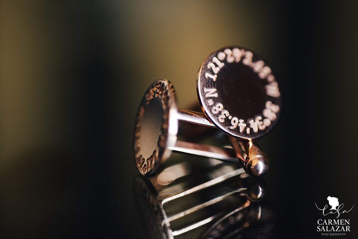 Custom brass groom's cuff links - Carmen Salazar