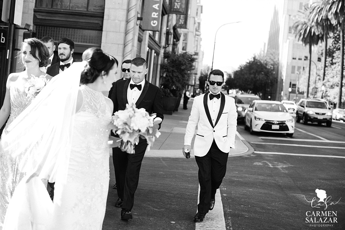 Cool bridal party portraits in Downtown Sacramento - Carmen Salazar