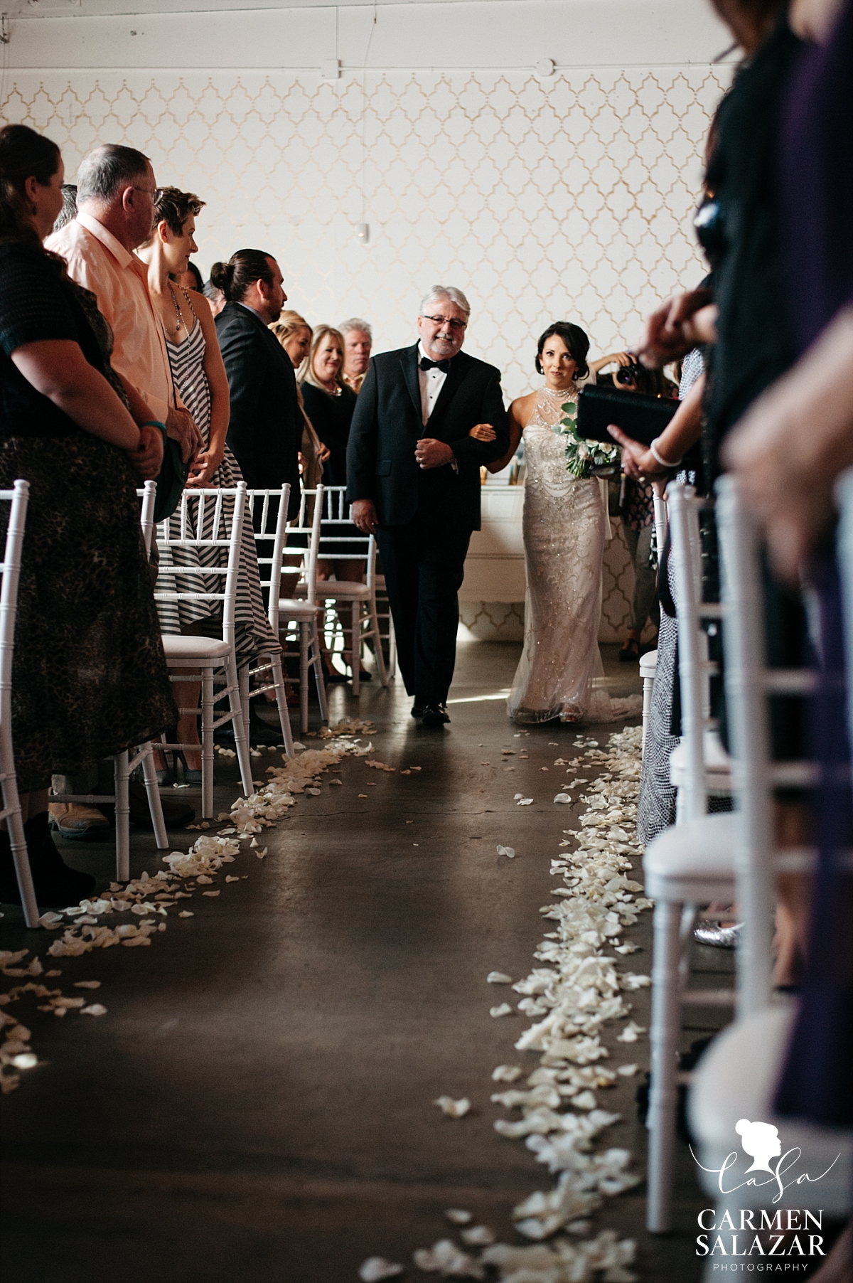 Bride walking down the aisle at The Find/Studio 817 - Carmen Salazar