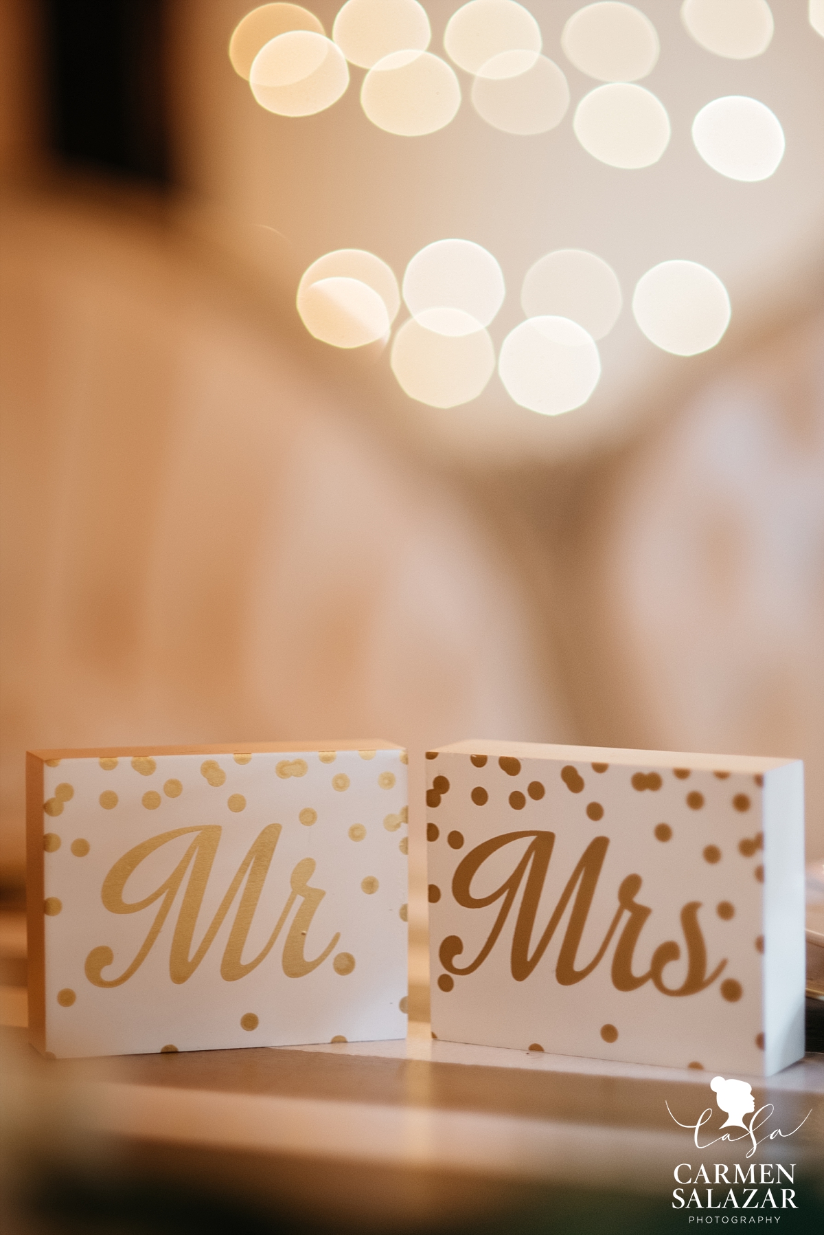 Hand-painted Mr. and Mrs. head table signs - Carmen Salazar