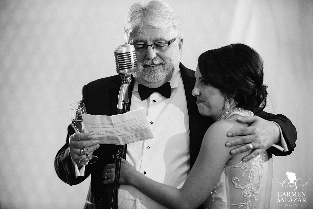 Emotional dad giving speech with bride at Sacramento wedding - Carmen Salazar