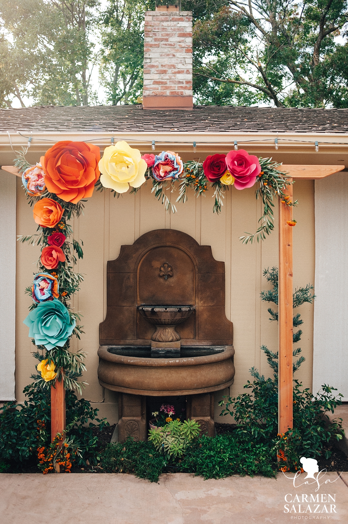 DIY Mexcian paper flower wedding arbor - Carmen Salazar