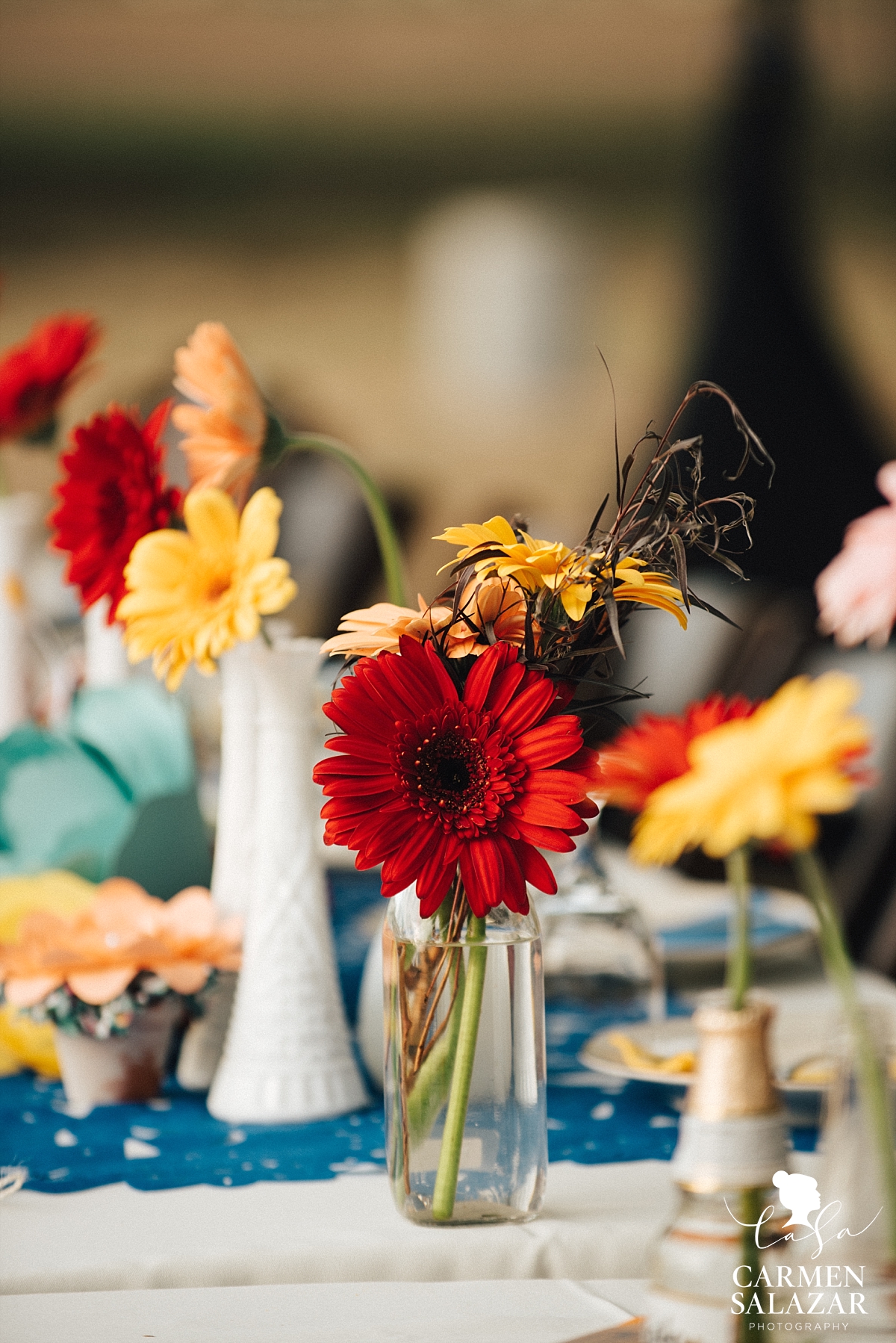 Fall wedding floral centerpieces at Mexican wedding - Carmen Salazar