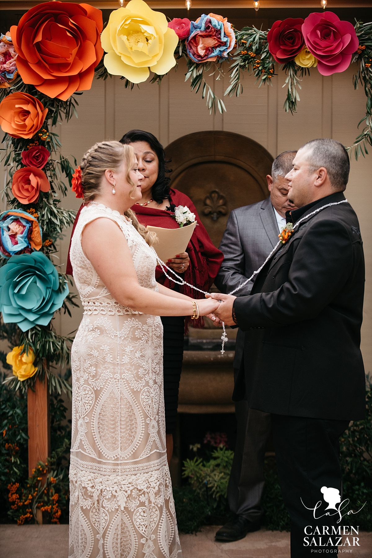 Mexican Catholic backyard wedding ceremony - Carmen Salazar