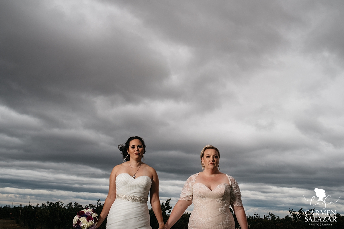 Stormy skies epic same sex wedding portraits - Carmen Salazar