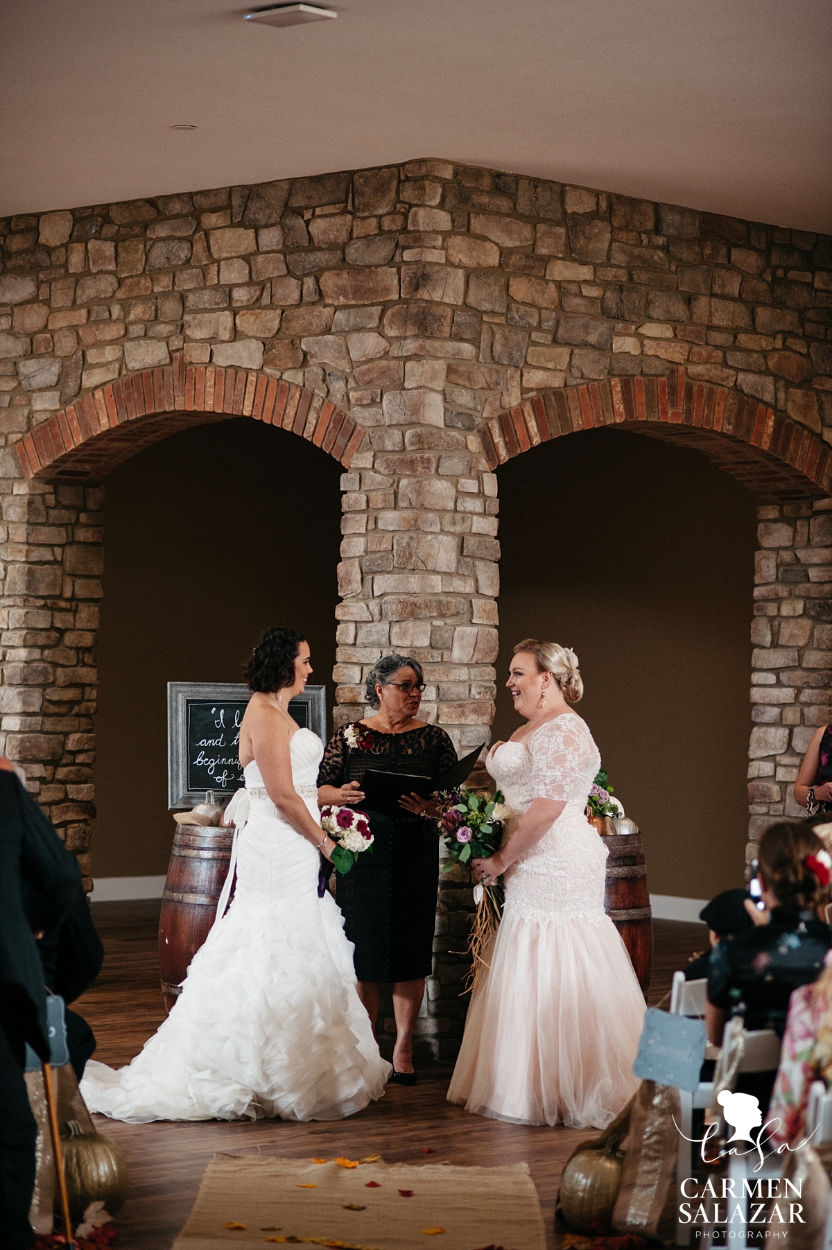 Lesbian wedding ceremony at Leer Vineyards - Carmen Salazar