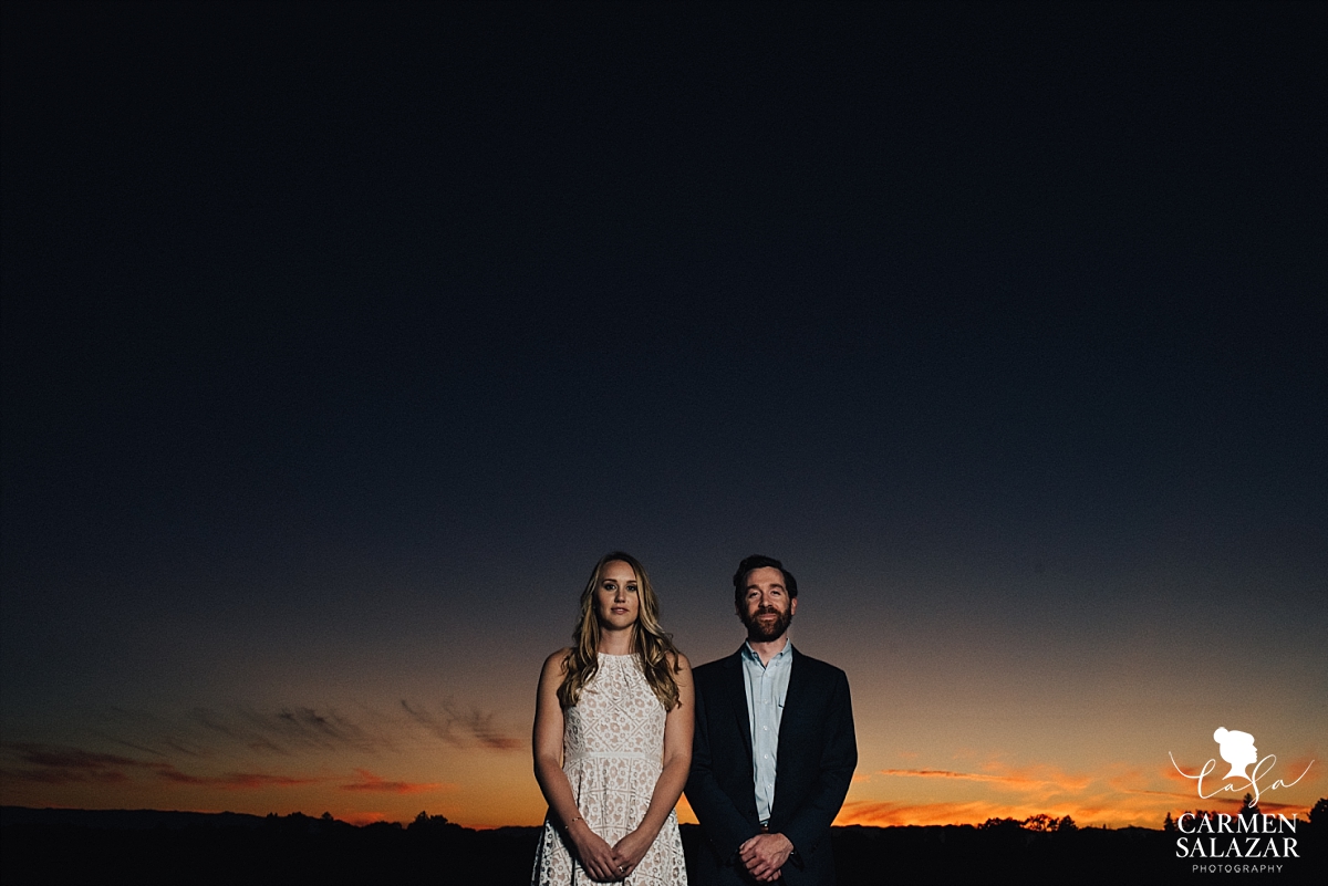 Dramatic sunset engagement photography - Carmen Salazar