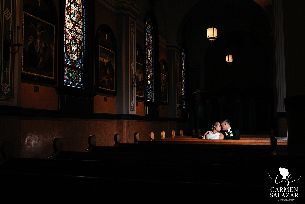 Moody cathedral wedding portraits - Carmen Salazar