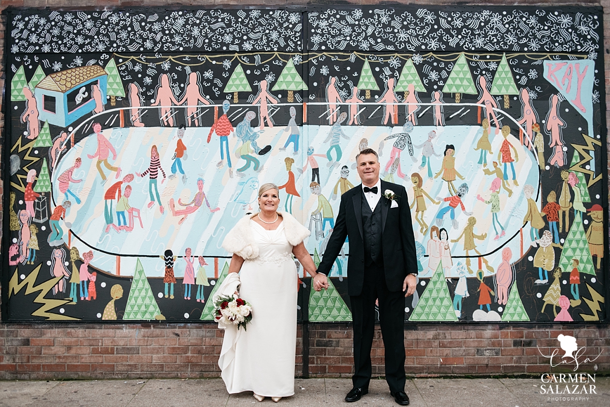 Downtown Sacramento mural wedding portraits - Carmen Salazar