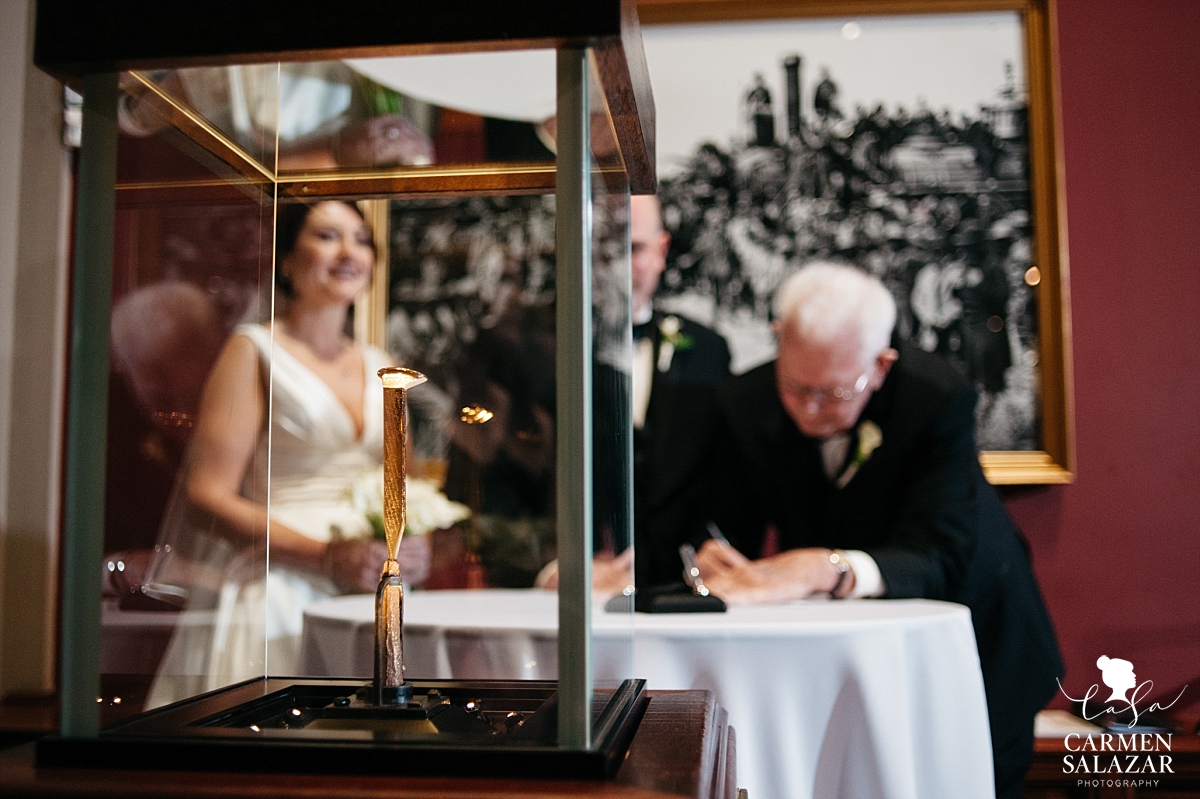 Signing marriage license at Golden Spike - Carmen Salazar