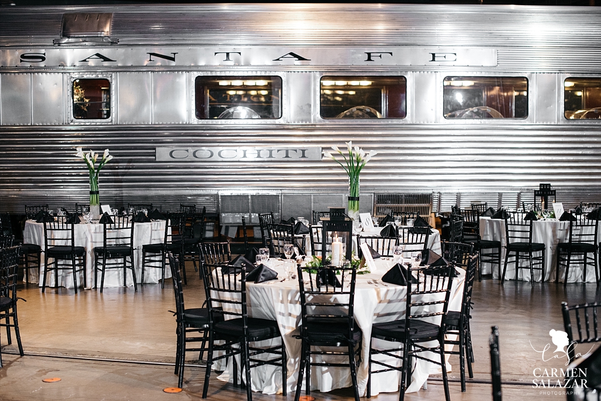 Simplistic reception design at California Railroad Museum - Carmen Salazar