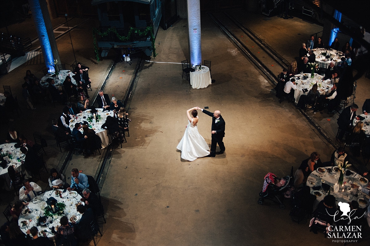 Arial view of bride and groom's first dance - Carmen Salazar