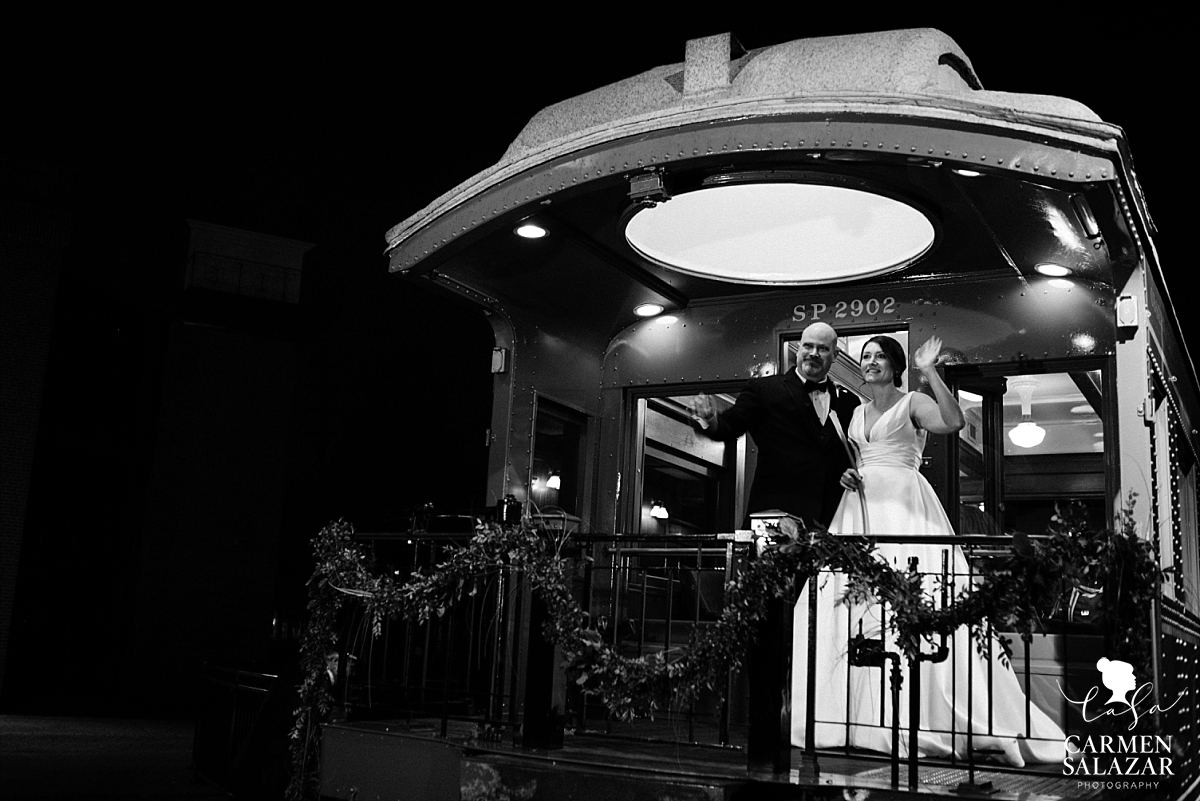 California Railroad Museum wedding train farewell - Carmen Salazar