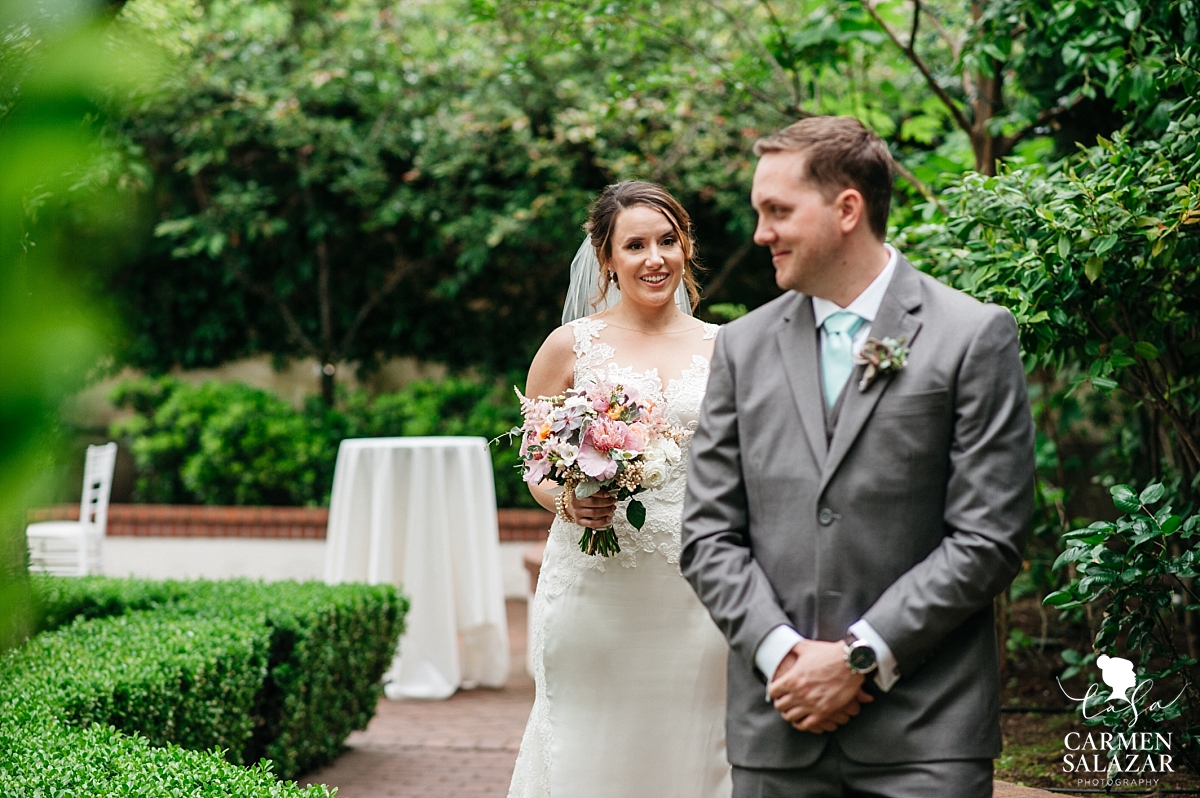 Bride's first look with groom at Vizcaya - Carmen Salazar