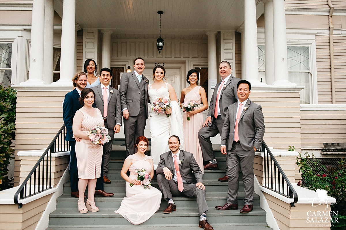 Bridal party on Vizcaya Mansion porch - Carmen Salazar