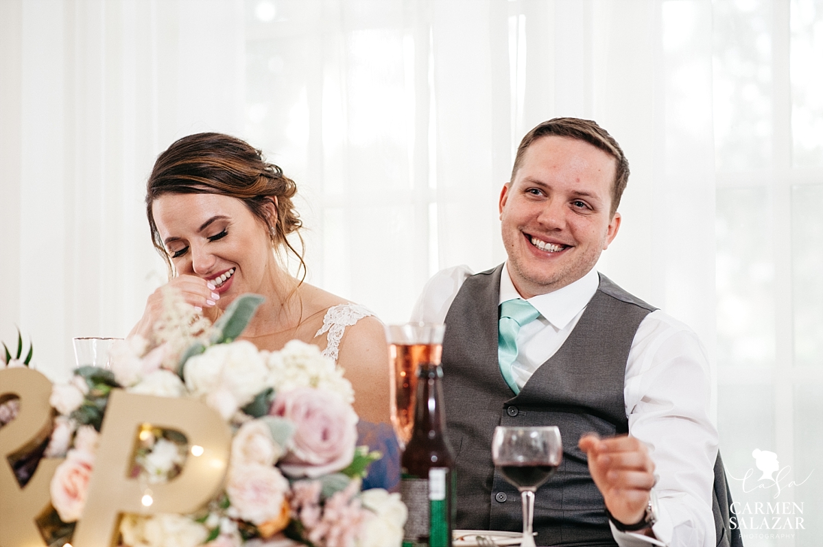 Happy couple listen to speeches at Vizcaya - Carmen Salazar