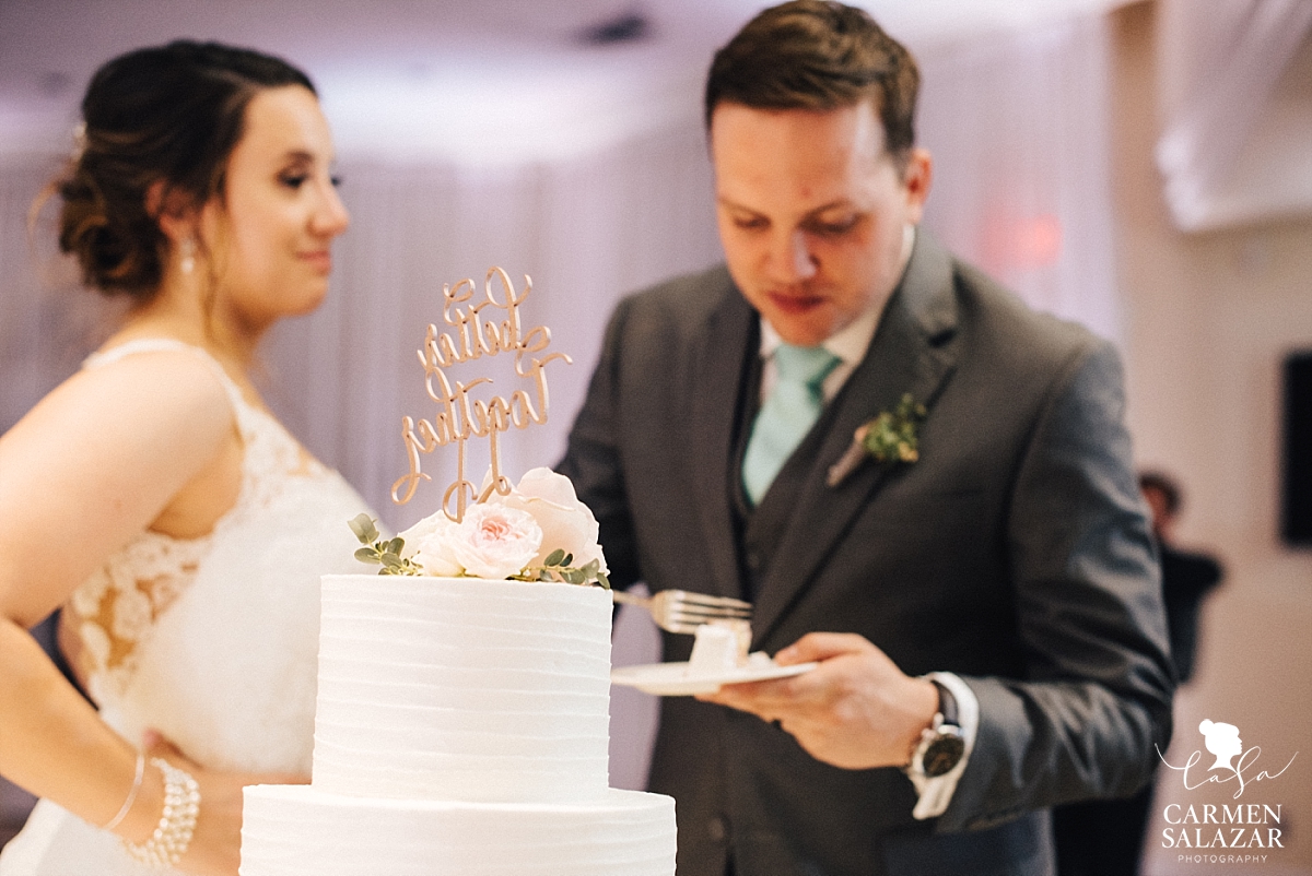 Custom rose gold wedding cake topper - Carmen Salazar