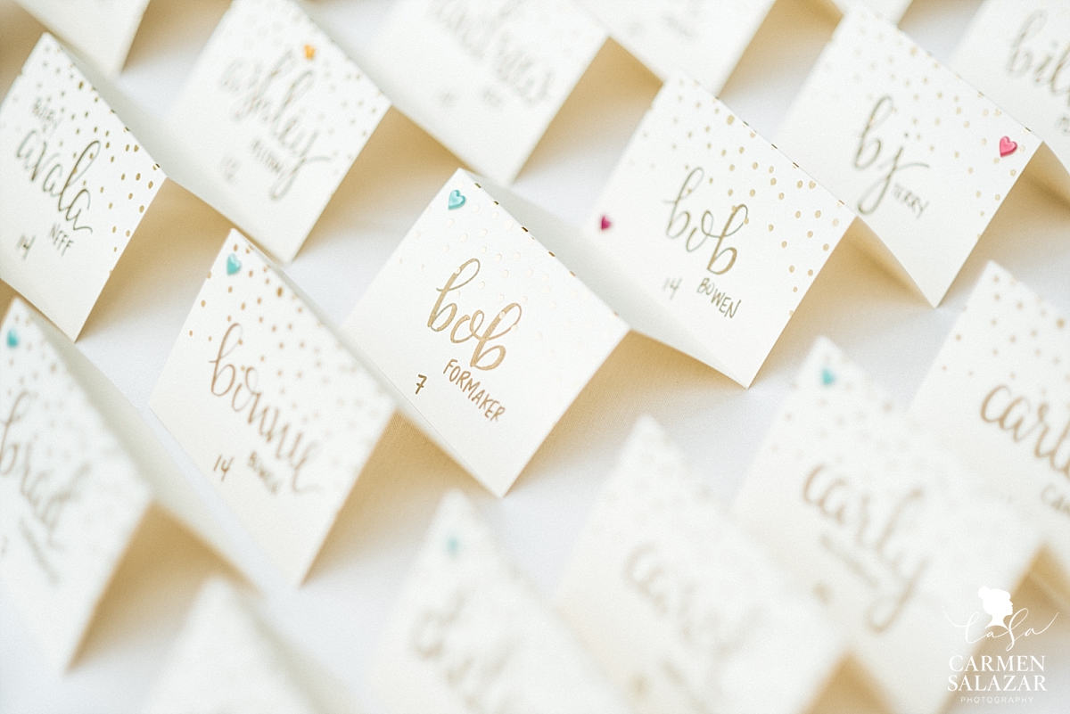 Hand-lettered reception seating cards - Carmen Salazar