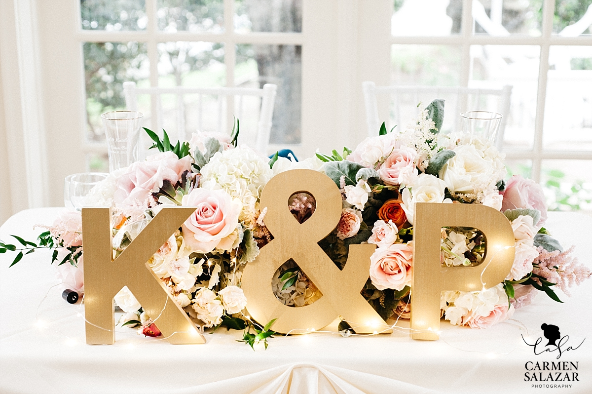 Modern gold sweetheart table letters - Carmen Salazar