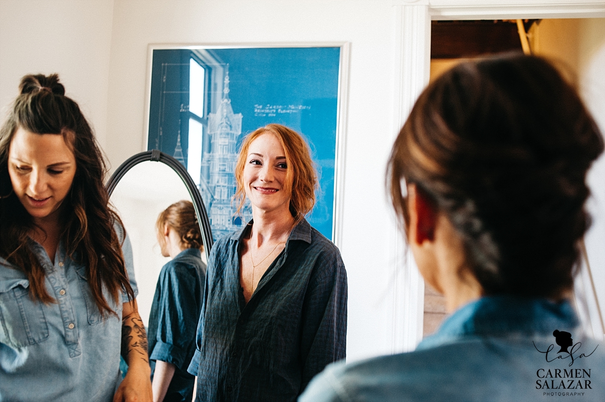 Happy bride getting ready at Park Winters - Carmen Salazar