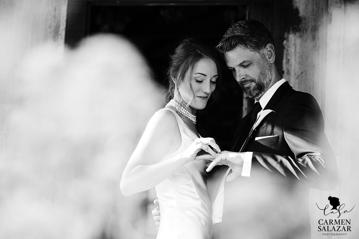 Newlyweds check out their wedding rings- Carmen Salazar