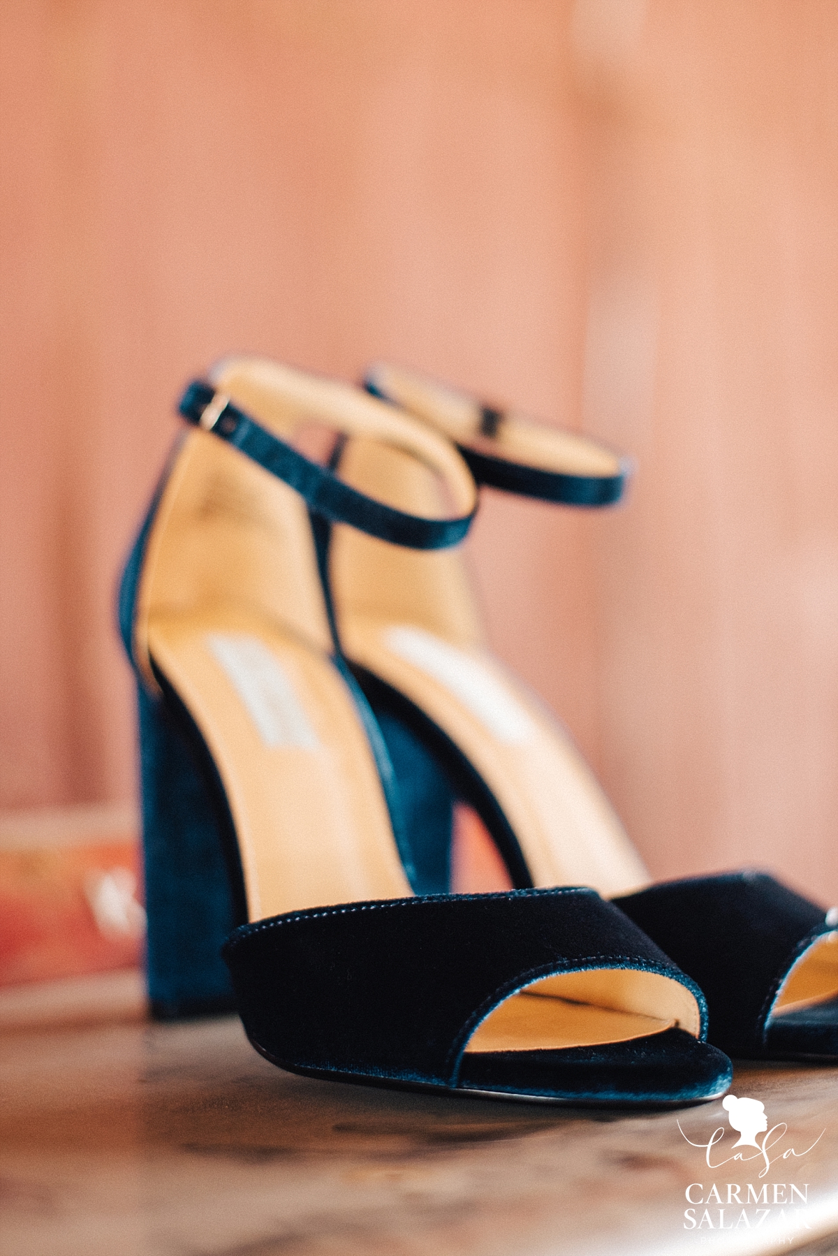 Unique, blue velvet wedding heels - Carmen Salazar 