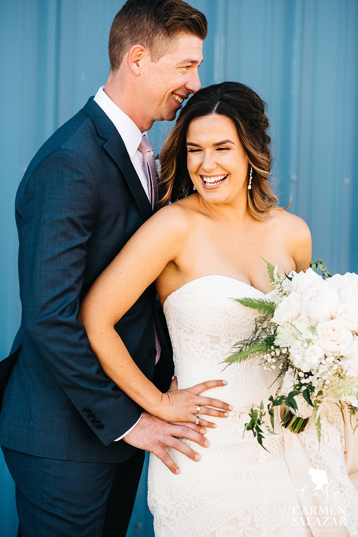 Joyful bride and groom wedding portraits - Carmen Salazar 