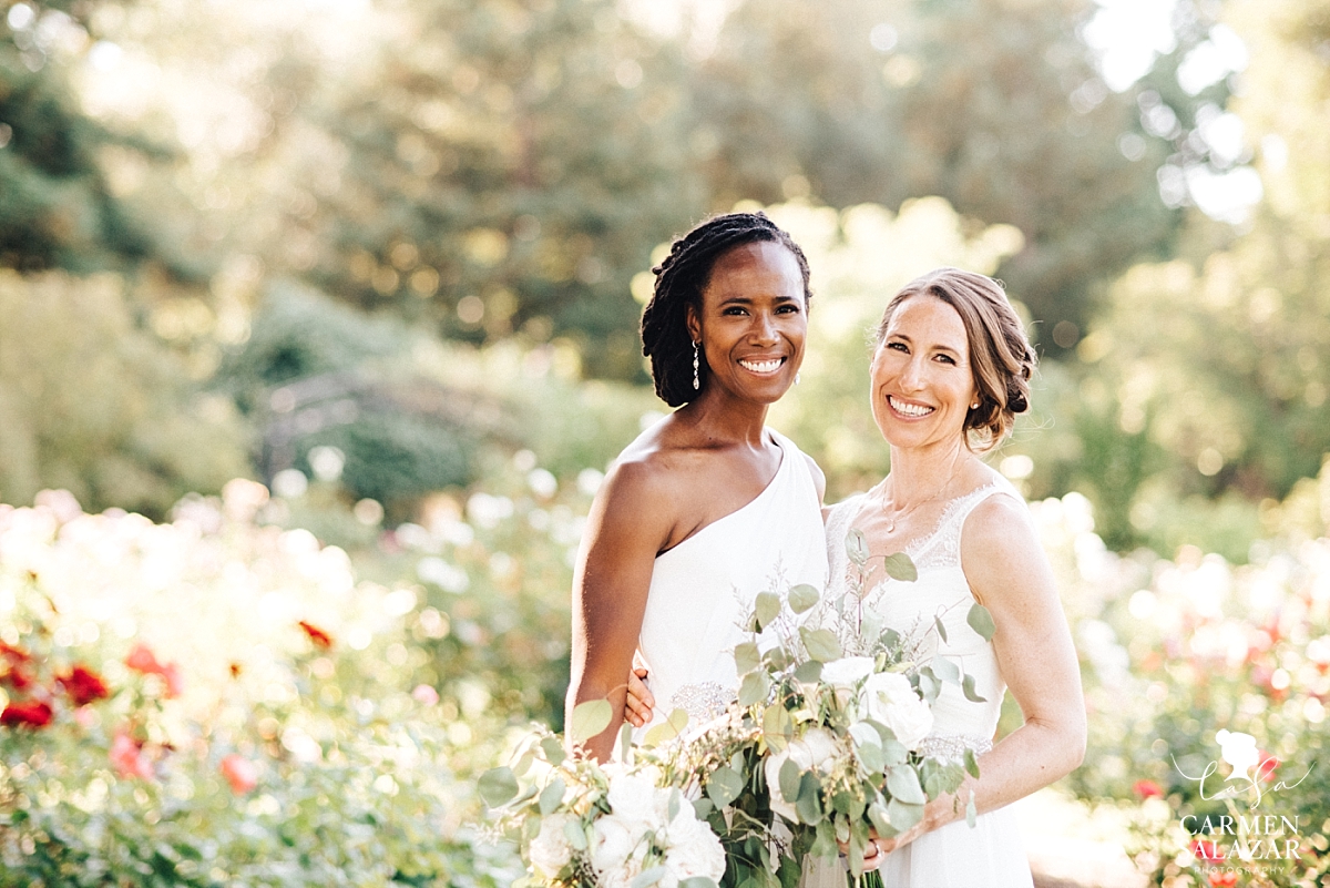 Same-sex brides in McKinley Rose Garden - Carmen Salazar