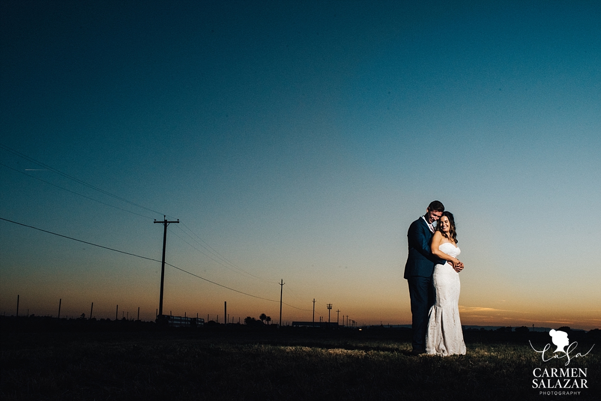 Epic barnyard wedding sunset portraits - Carmen Salazar 