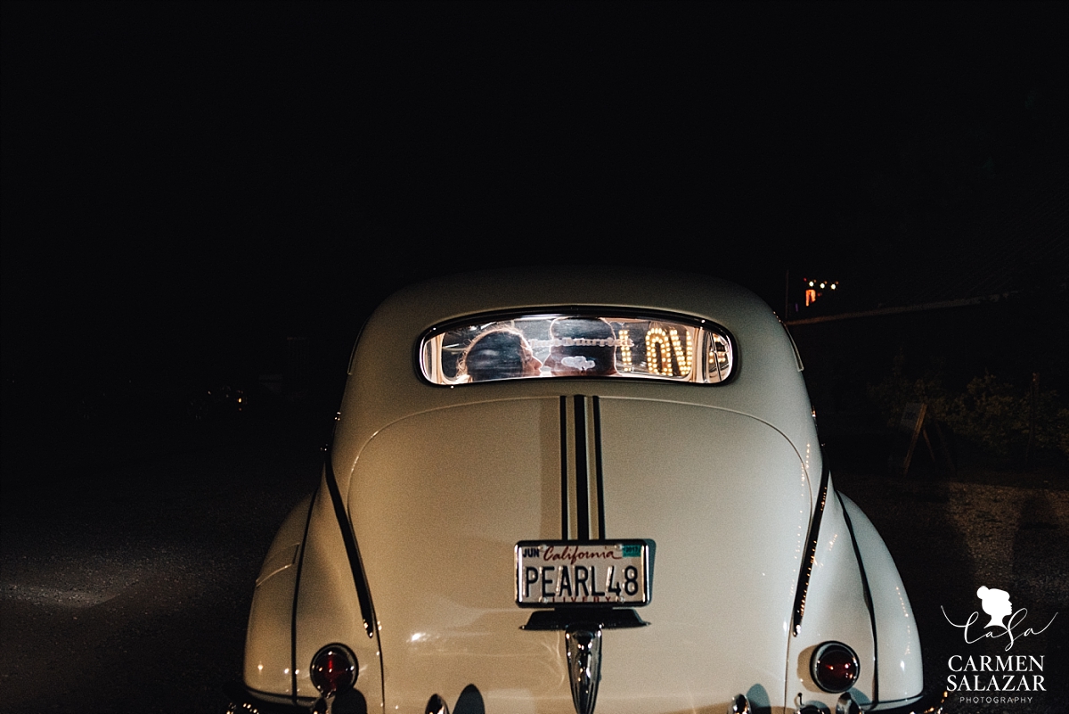 Vintage wedding car grand exit portraits - Carmen Salazar 