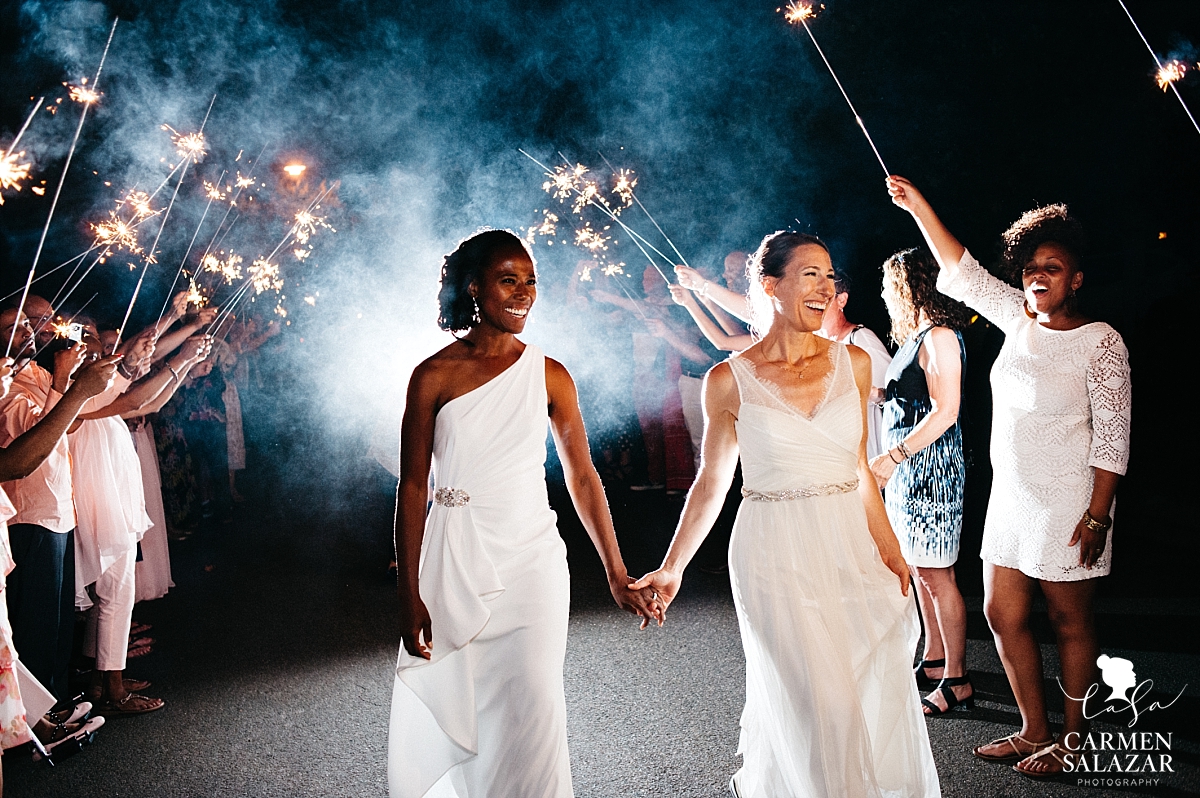 Brides' sparkler grand exit from reception - Carmen Salazar