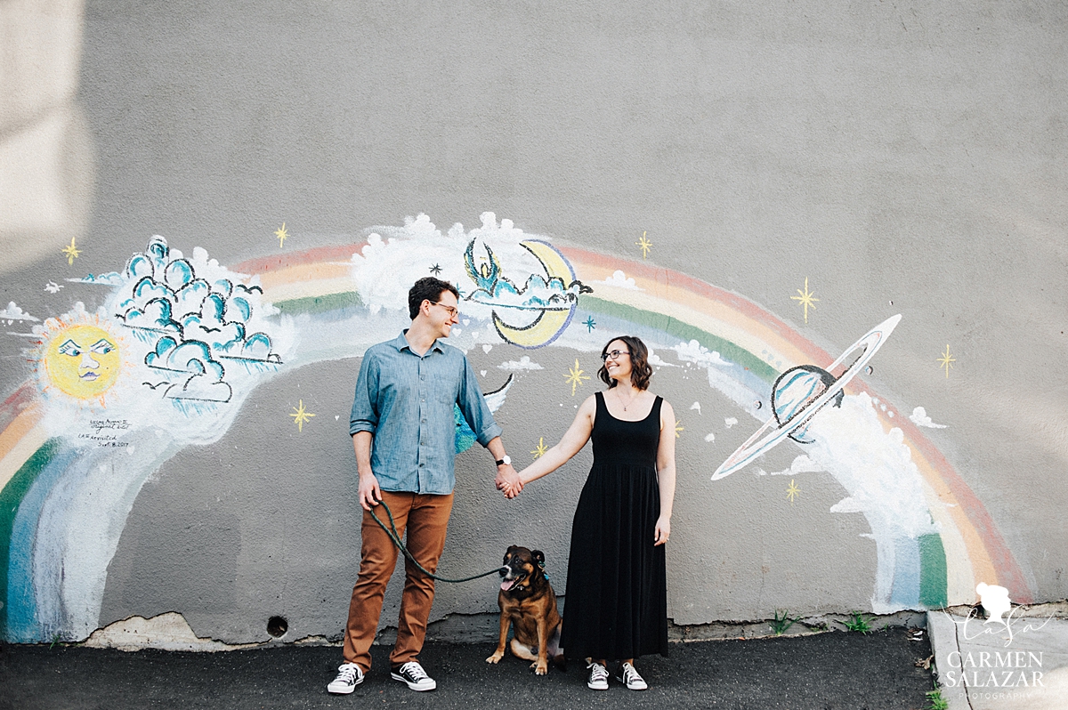 Couple in Chuck Taylors in Castro district engagement session