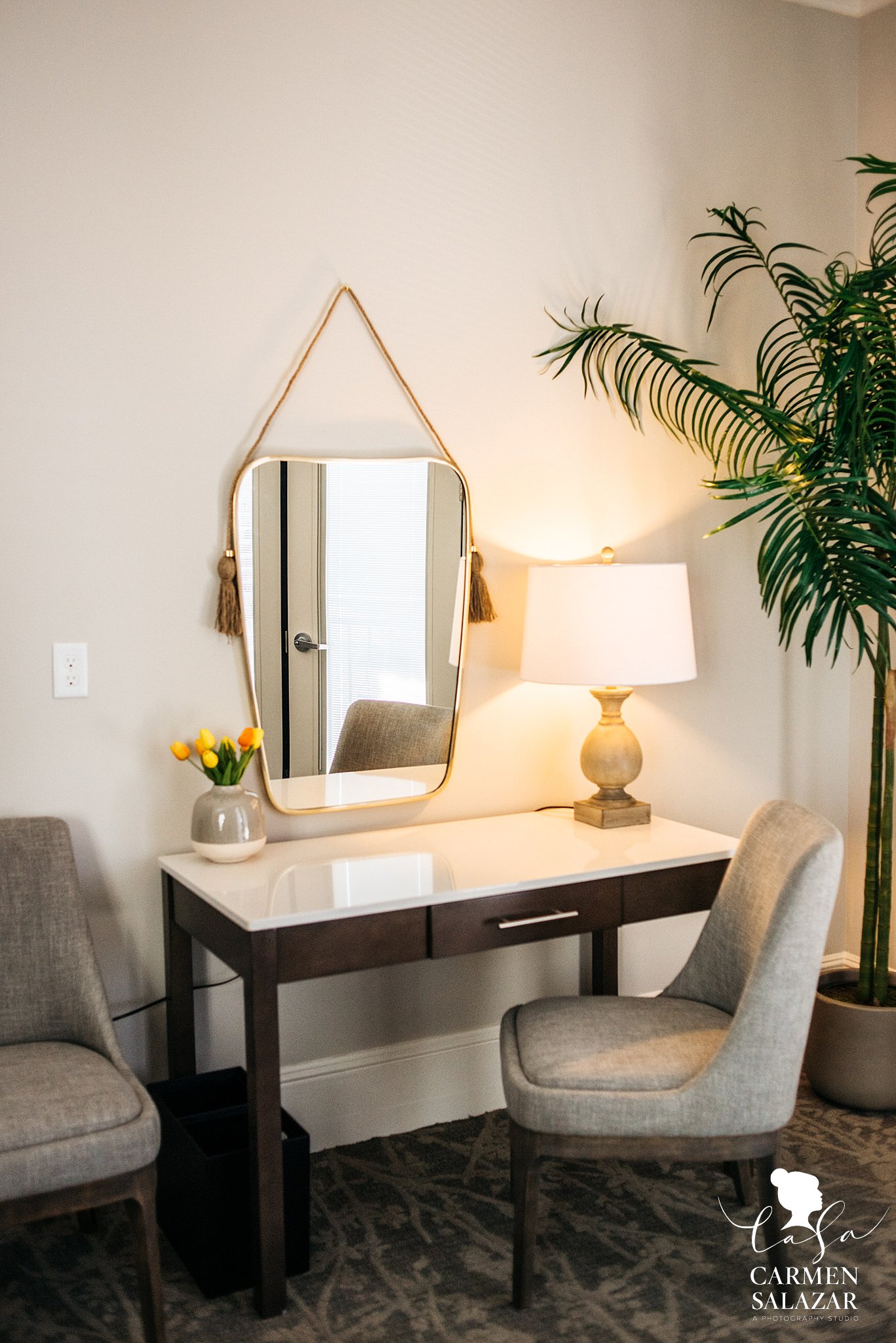 Modern vanity mirror in a wedding hotel 