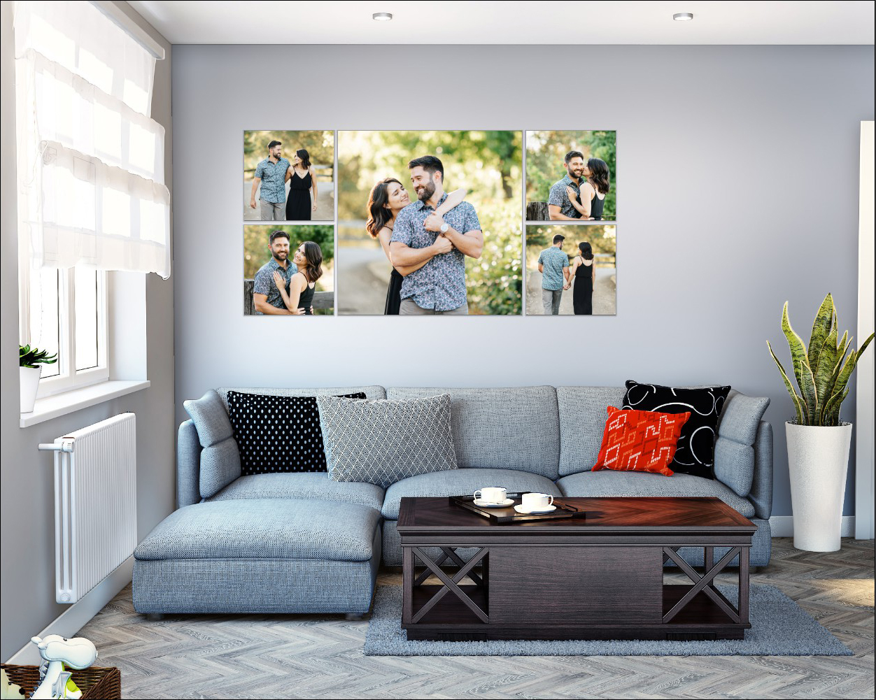 Canvas Engagement artwork in living room by Carmen Salazar Photography